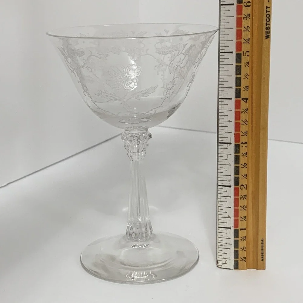 Vintage Stem Fostoria Shirley Clear Champagne Tall Sherbet Glass Etch Elegant